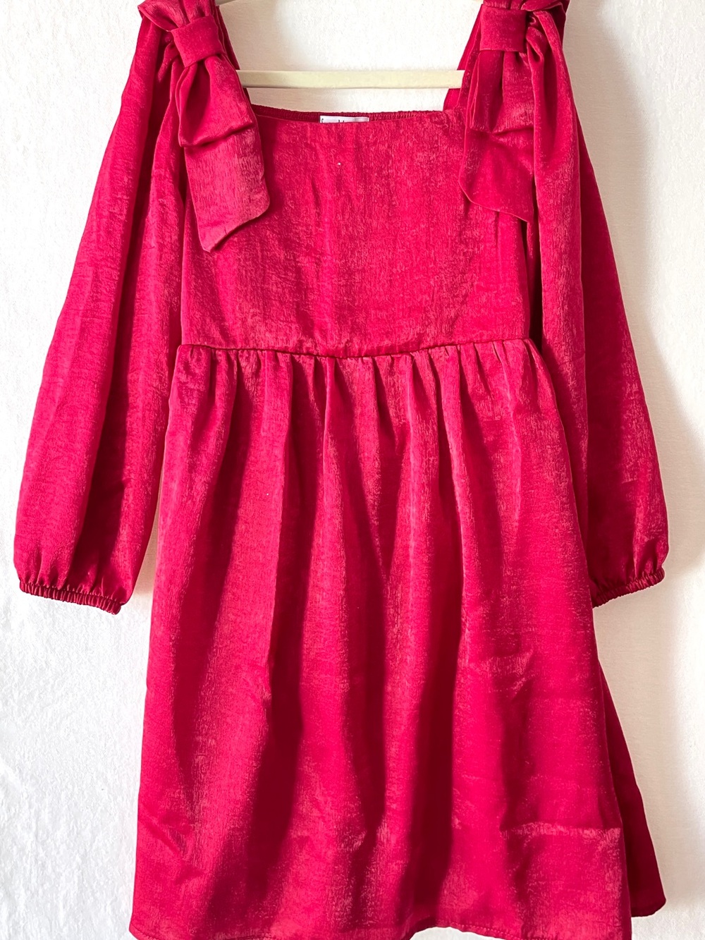Speechless Red Velvet Bow-Shoulder Party Dress